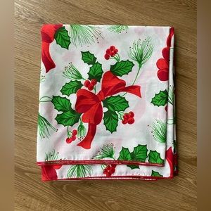 Vintage Leacock & Co. Inc. Christmas Bow & Holly Tablecloth